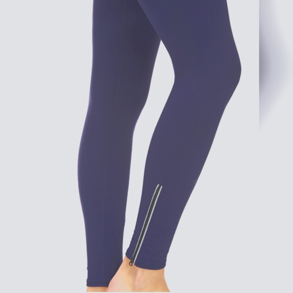 (M)🐞Fabletics🐞Silky Satin High Waist Mauve/Grey Zippered Leggings